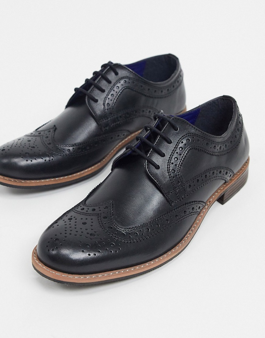 Silver Street Lace-up Brogues In Black Leather