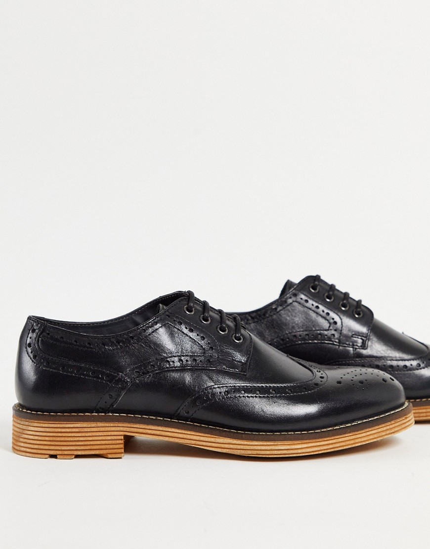 Silver Street Leather Brogue Lace Up In Black