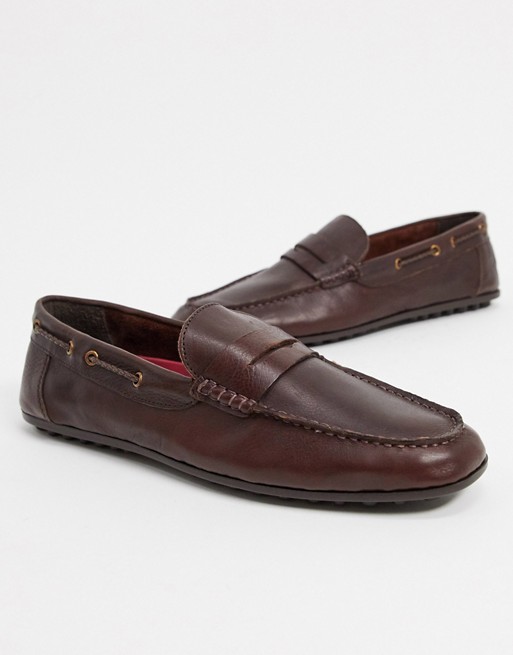 Silver Street leather driving shoes in brown