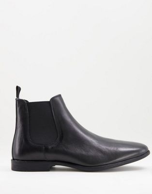 Silver Street leather formal chelsea boots in black