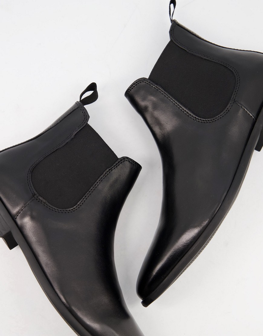 Silver Street leather formal chelsea boots in black