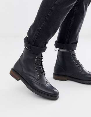 Silver Street leather lace up boot in black