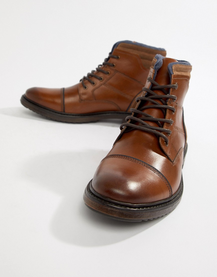 Silver Street – Ljusbruna boots med tåhätta-Guldbrun