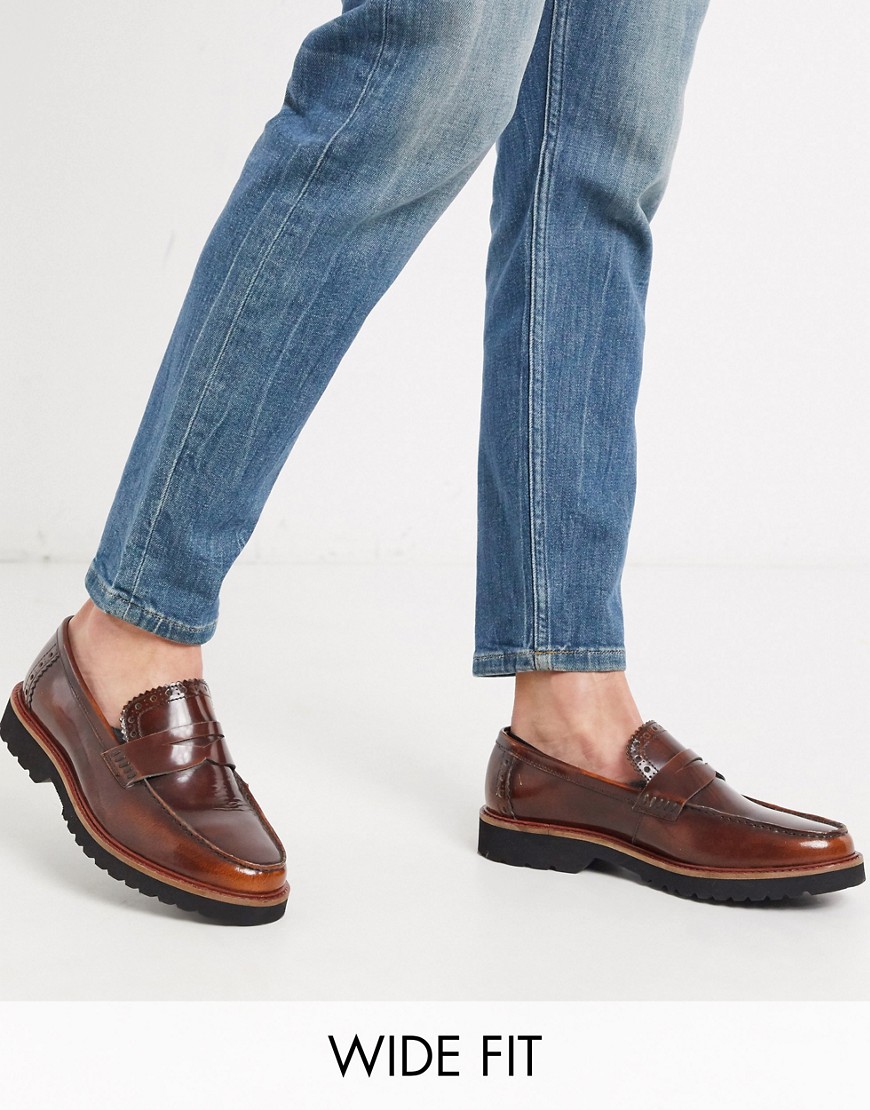 Silver Street - Malvern loafers met brede pasvorm en dikke zool in bruin
