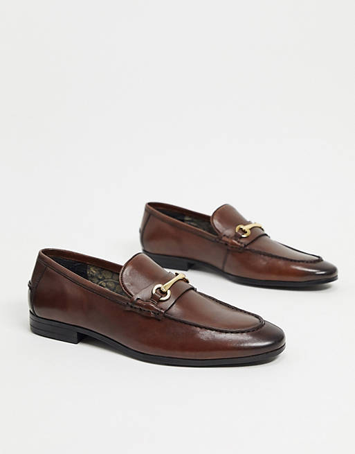 Silver Street metal trim loafers in brown leather | ASOS