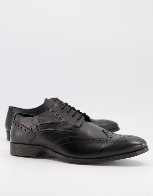 Silver Street punched toe cap shoes in black