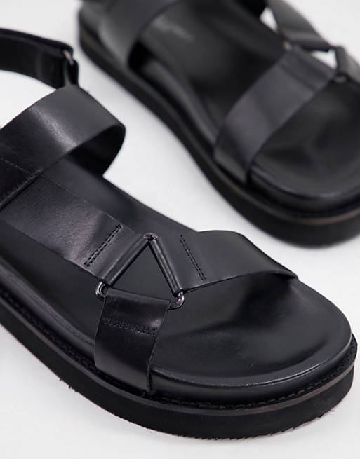 Sandali sportivi con suola spessa neri in pelle premium Asos Uomo Scarpe Sandali Sandali sportivi 