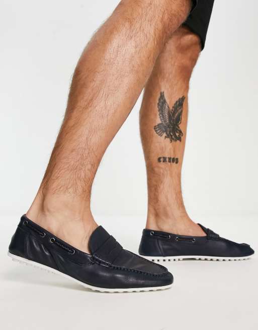 Silver Street – Sattel-Loafer aus Leder in Marine