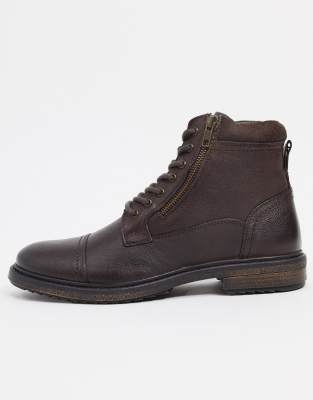 bellissimo leather lace up with side zip