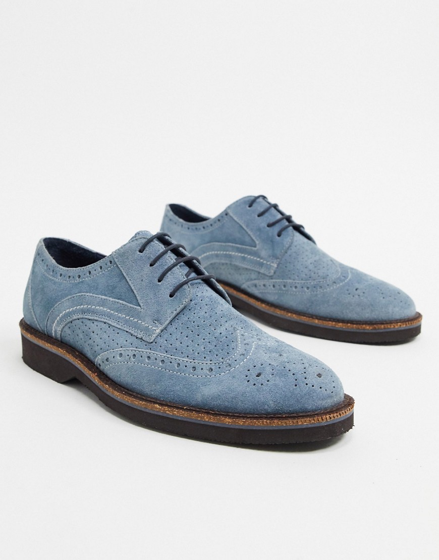 Silver Street suede brogue lace up in blue
