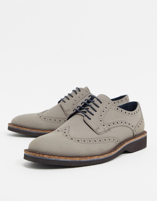 Silver Street suede brogue lace up in grey