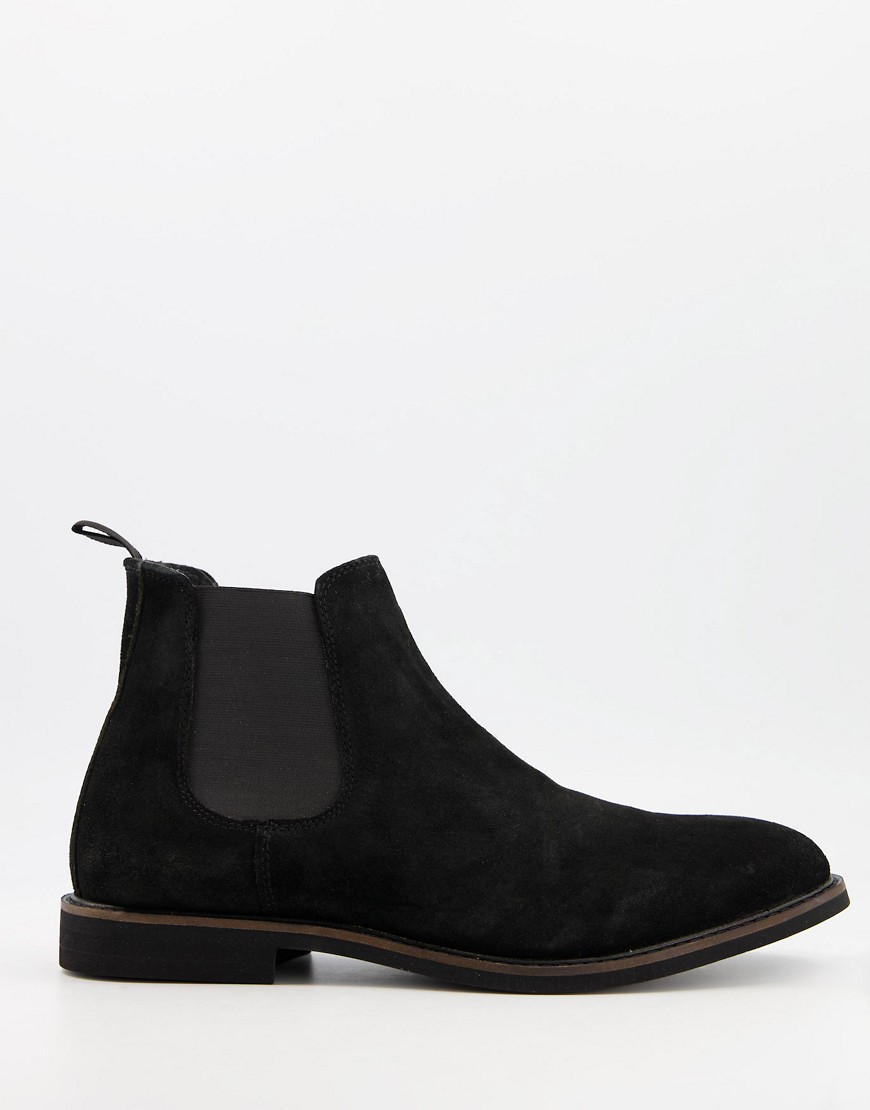 Silver Street suede casual chelsea boots in black