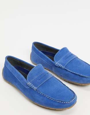 blue and silver loafers