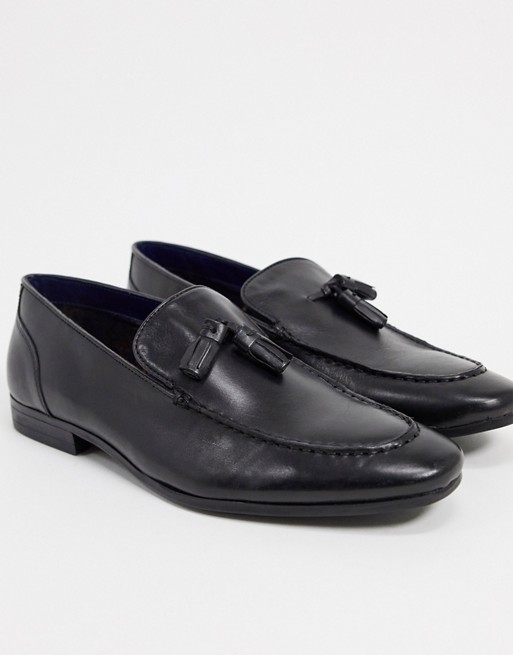 Silver Street tassel leather loafers in black