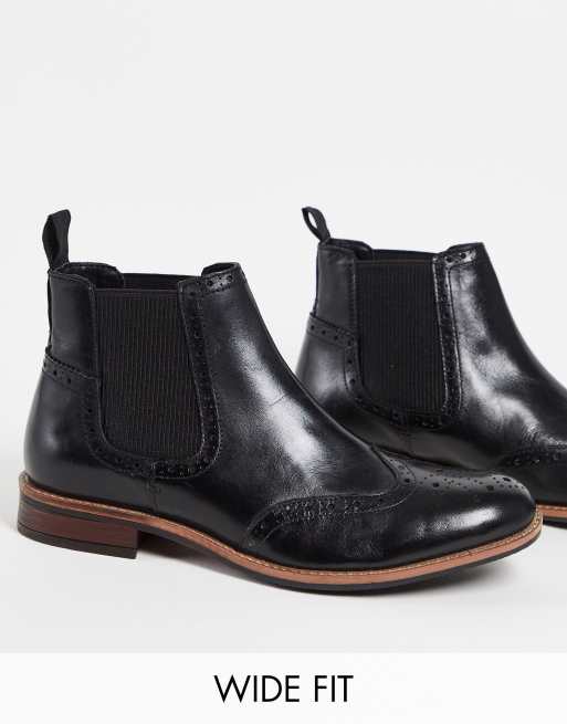 Silver Street wide fit chelsea in black leather |