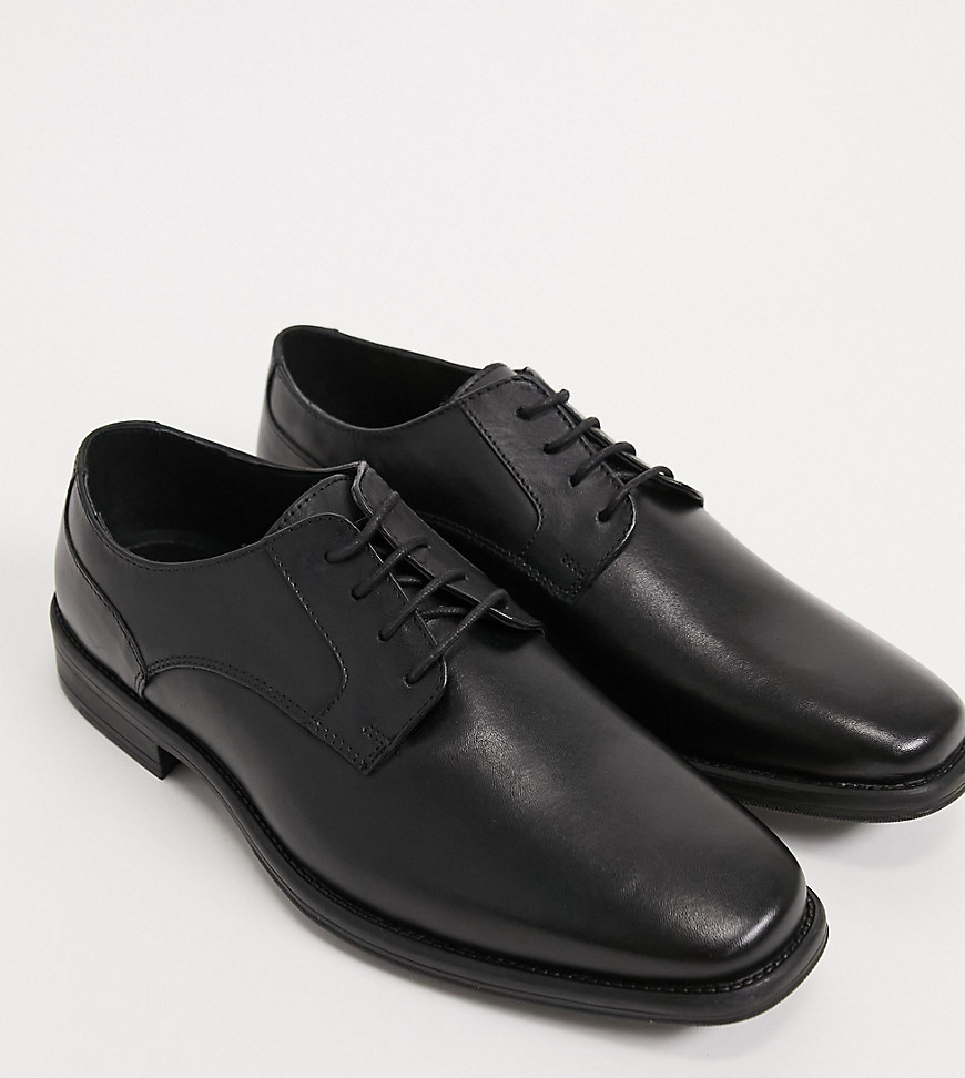 Silver Street wide fit derby leather lace up shoes in black