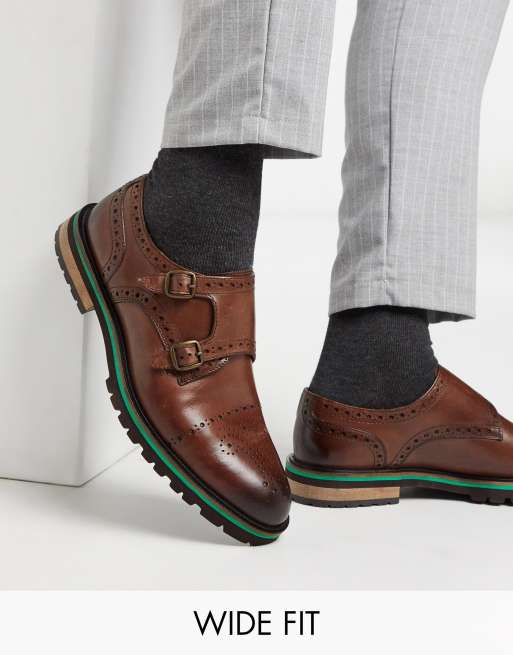 Silver Street Wide Fit – Hanson – Brązowe monki ze skóry