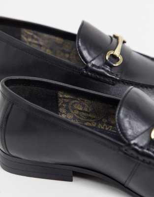 black and silver loafers