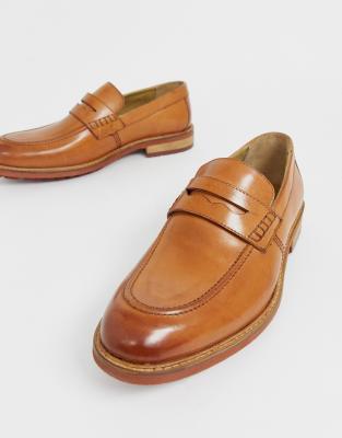 tan leather penny loafers