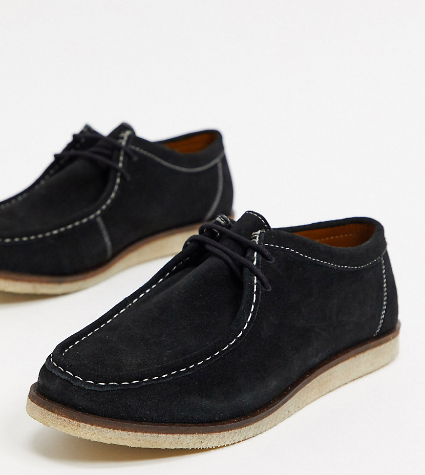 Silver Street wide fit suede shoes in black suede