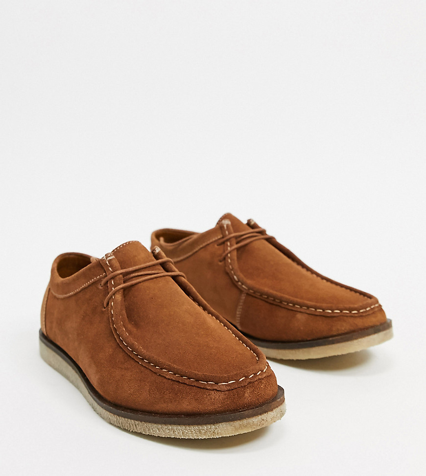 Silver Street wide fit suede shoes in tan suede-Brown