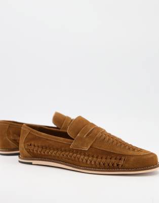 woven suede loafers