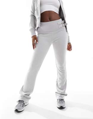 Simmi Clothing Simmi Buckle Waist Fitted Flared Sweatpants In Gray - Part Of A Set