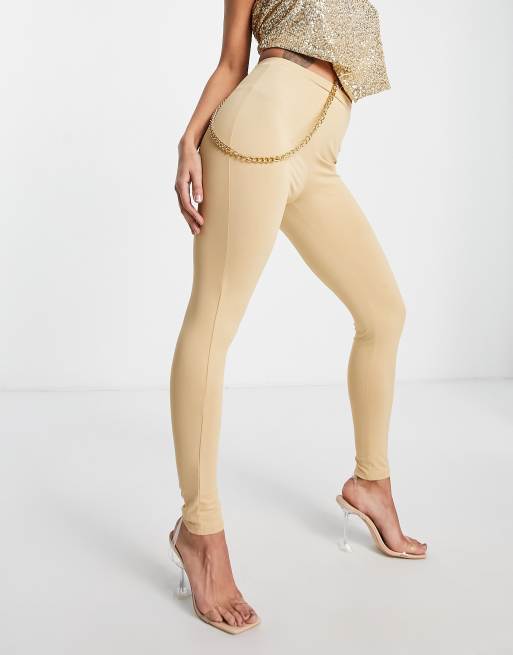 Simmi chain detail skinny trouser in camel