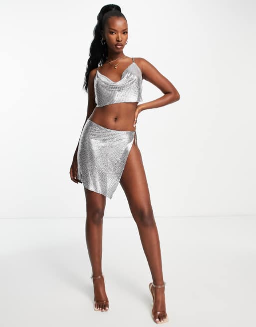 Silver skirt on sale and top set