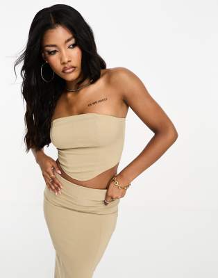 Simmi Clothing Simmi corset top co-ord in tan-Brown