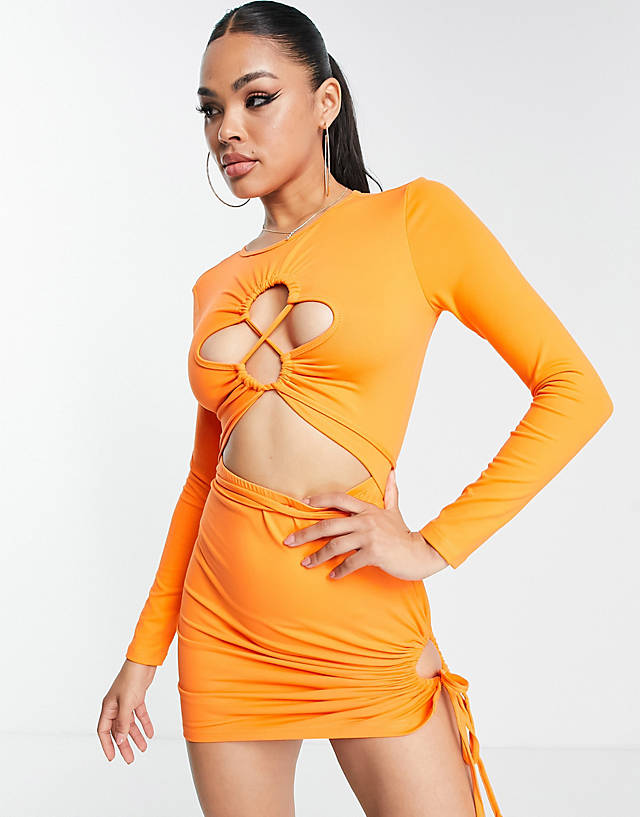 Simmi Clothing - Simmi cut out bust and waist detail mini dress in orange