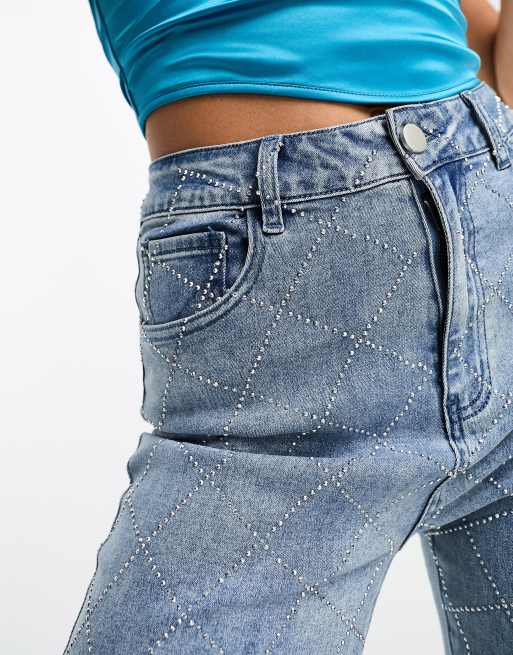 Women's Diamante High Waisted Jeans