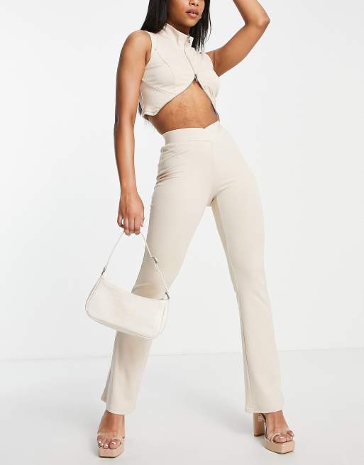 Simmi dipped waist flare pants in stone - part of a set