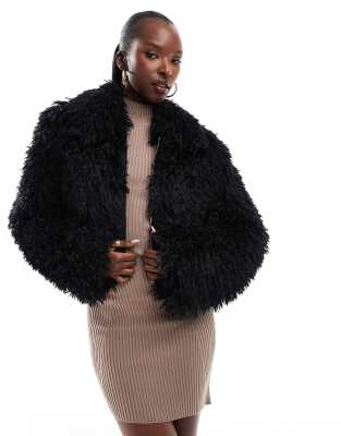 Simmi Clothing Simmi exclusive faux fur jacket in black