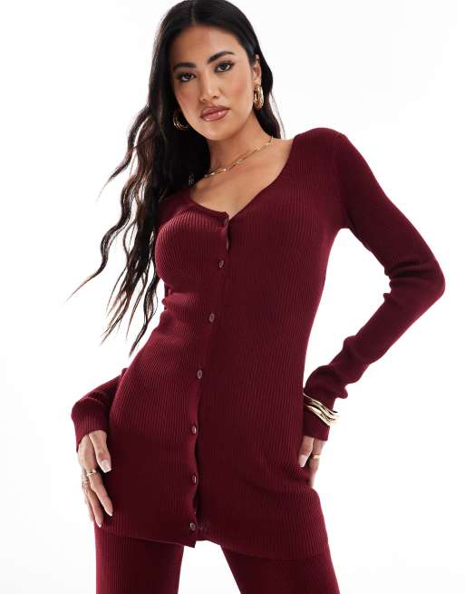 SIMMI - Gilet d'ensemble long en maille - Bordeaux