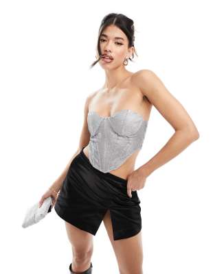 Simmi Clothing Simmi glitter corset top in silver