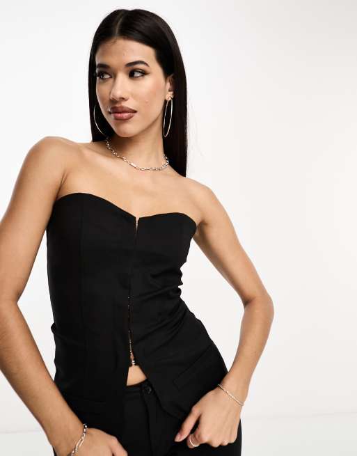 Simmi hook and eye corset top co-ord in black | ASOS