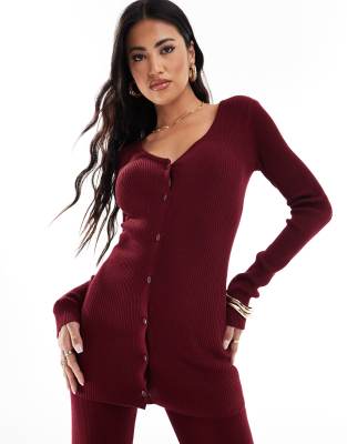 Simmi knitted longline cardigan in burgundy (part of a set)