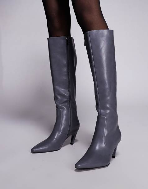 Simmi Lapis heeled knee boots in gray PU - view 1