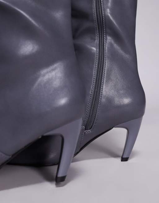 Simmi Lapis heeled knee boots in gray PU