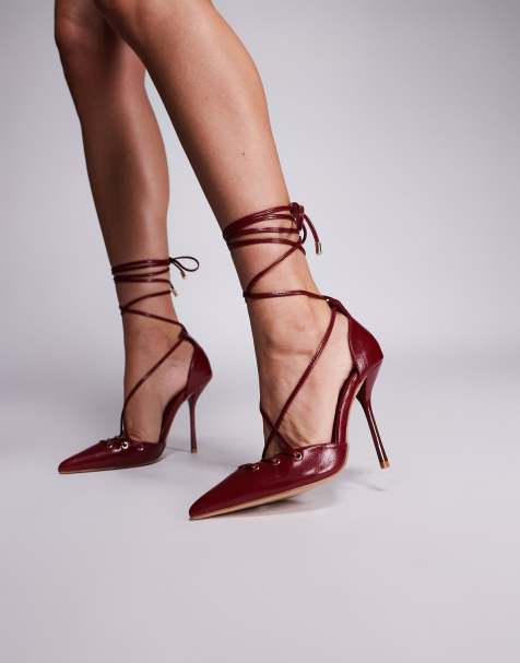 SIMMI Londen Onix - Schoenen met puntige neus en strikbandje in rood - view 1