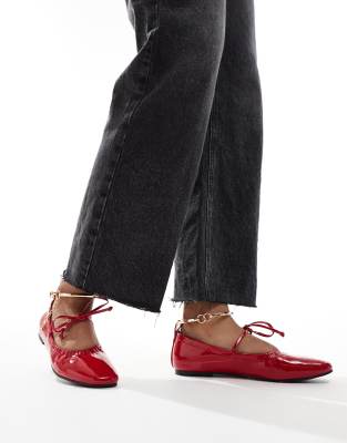 Simmi London Abbie Bow ballet flats with ruch detail and removable anklet 