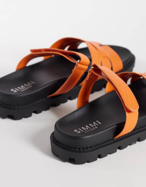 SIMMI London Adelle chunky sandal slides in orange, 4 of 4