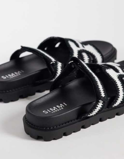 Simmi London Adelle chunky slider sandals in black crochet, 4 of 4