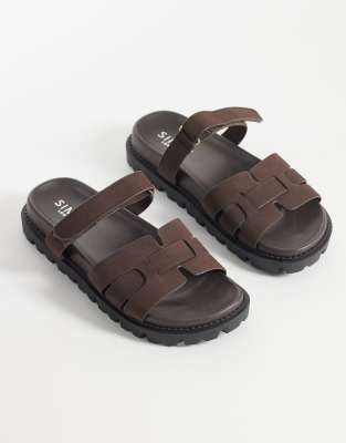 Simmi Shoes Simmi London Adelle Chunky Slider Sandals In Brown