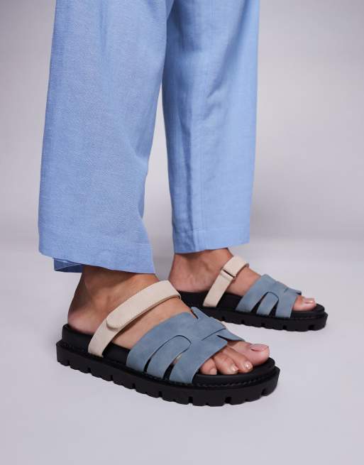 Simmi London – Adelle – Mules-Sandalen in Blau mit Riemen, 2 von 4