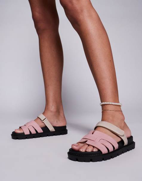 Simmi London – Adelle – Pantoletten in Rosa mit Riemen - view 1