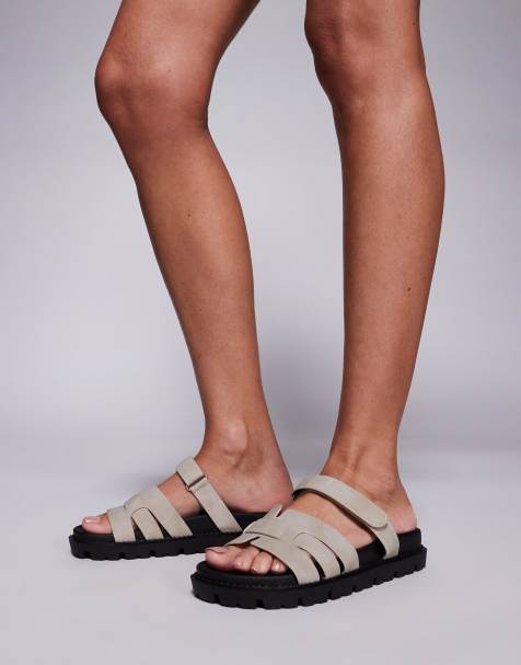 Simmi London - Adelle - Sandali sabot color tortora con fascette - view 1