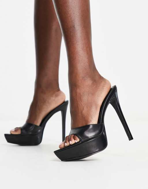 Simmi London - Aerin - Sandali con tacco e plateau neri 