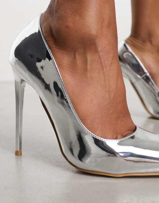 Silver mirror high heels sale